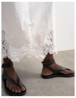 TOPSHOP Lina Lace Ankle Skirt in White