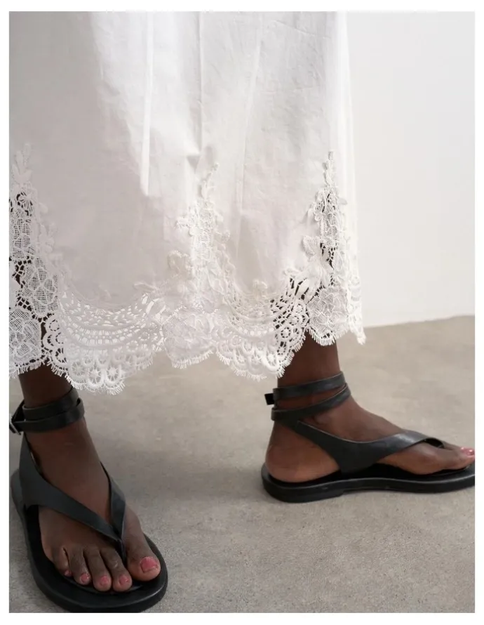 TOPSHOP Lina Lace Ankle Skirt in White