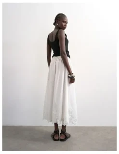 TOPSHOP Lina Lace Ankle Skirt in White