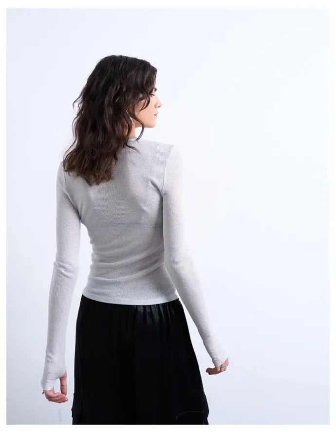 TOPSHOP Lotte Sheer Top in Silver