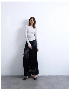 TOPSHOP Lotte Sheer Top in Silver