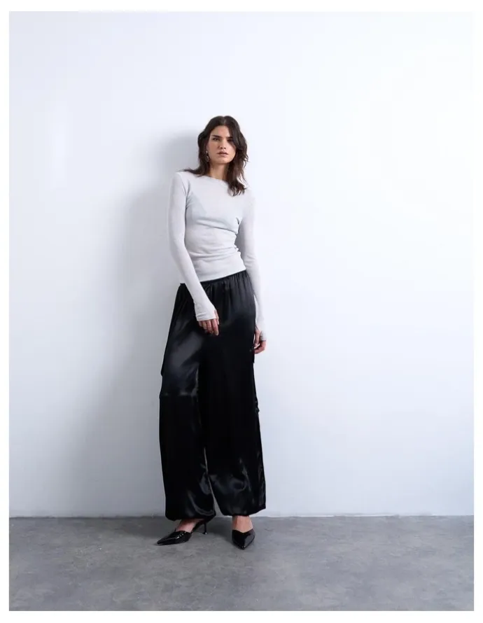 TOPSHOP Lotte Sheer Top in Silver