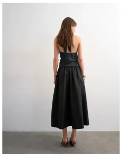 TOPSHOP Sally Ankle Skirt in Black
