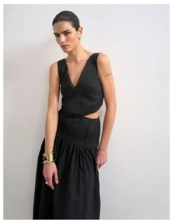 TOPSHOP Alina Midi Dress in Black