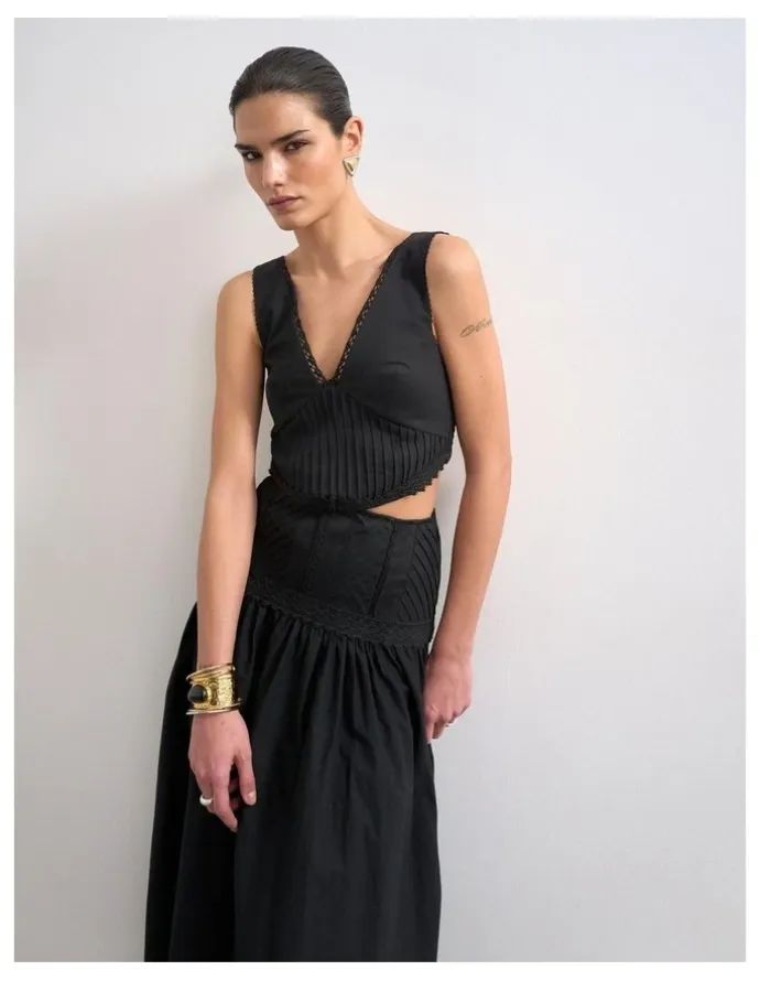 TOPSHOP Alina Midi Dress in Black