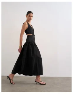 TOPSHOP Alina Midi Dress in Black