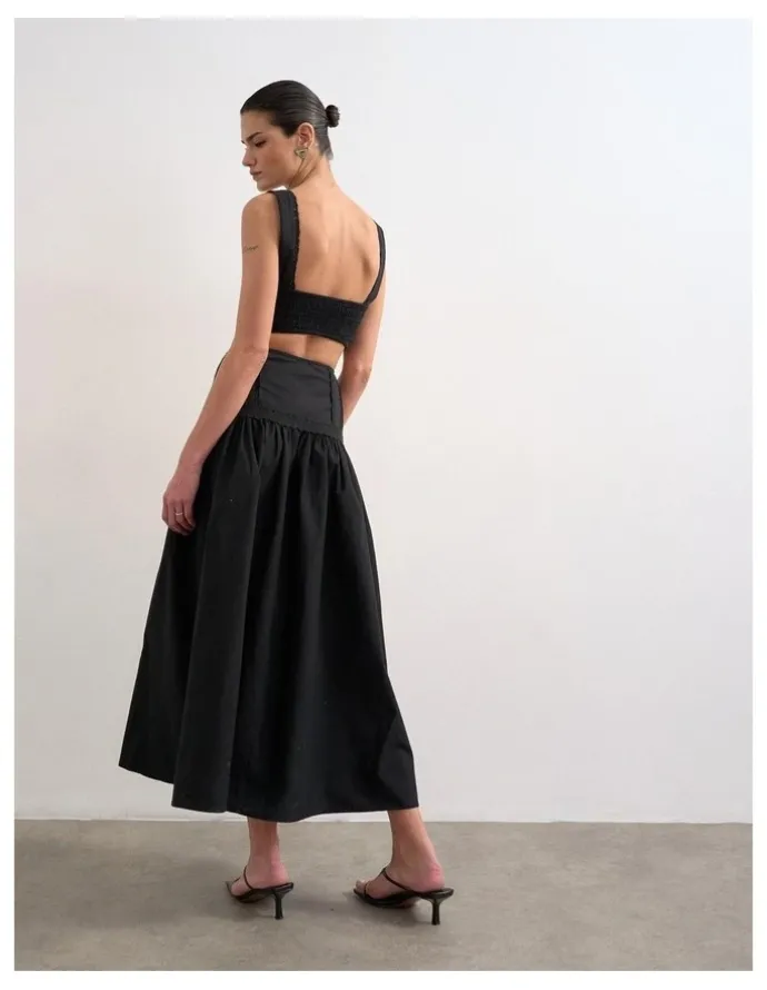 TOPSHOP Alina Midi Dress in Black