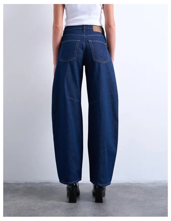 TOPSHOP Barrel Denim Jeans in Dark Denim
