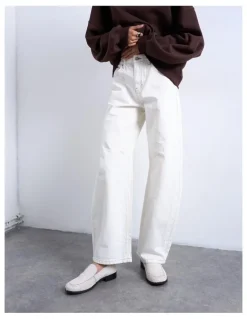 TOPSHOP Barrel High Rise Denim Jeans in Bone