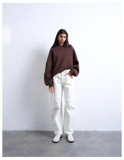 TOPSHOP Barrel High Rise Denim Jeans in Bone