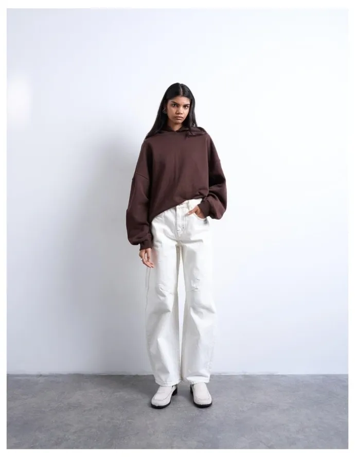 TOPSHOP Barrel High Rise Denim Jeans in Bone