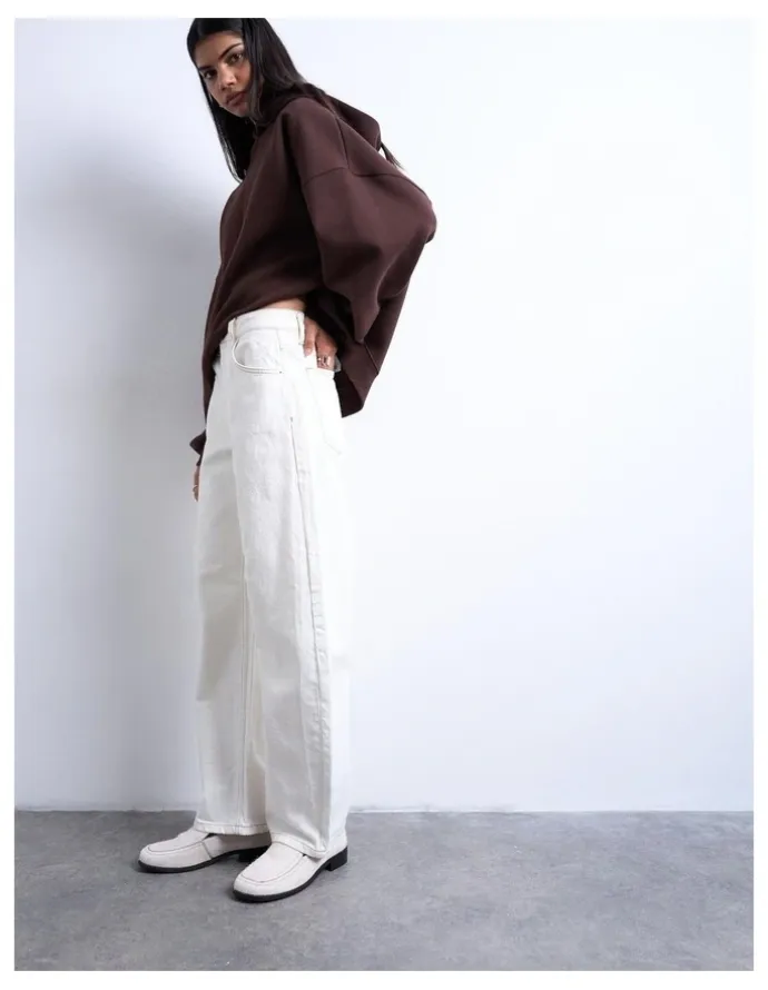 TOPSHOP Barrel High Rise Denim Jeans in Bone
