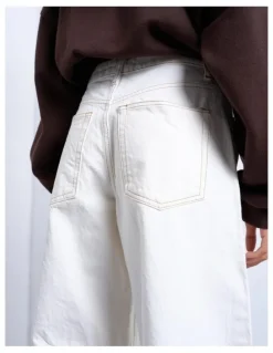 TOPSHOP Barrel High Rise Denim Jeans in Bone