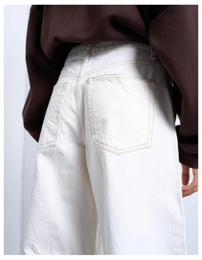 TOPSHOP Barrel High Rise Denim Jeans in Bone