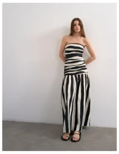 TOPSHOP Lisa Bandeau Maxi Dress in Black