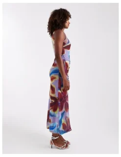 TOPSHOP Mary Mesh Ruched Maxi Dress
