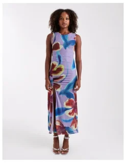 TOPSHOP Mary Mesh Ruched Maxi Dress