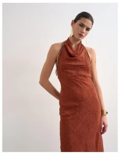 TOPSHOP Nina Broderie Maxi Dress in Red
