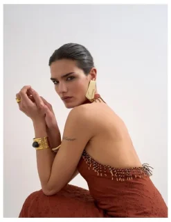 TOPSHOP Nina Broderie Maxi Dress in Red