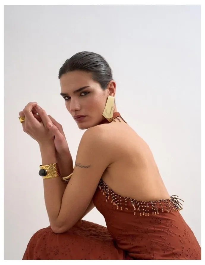 TOPSHOP Nina Broderie Maxi Dress in Red