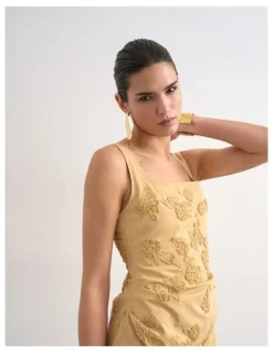 TOPSHOP Nina Sleeveless Mini Dress in Beige