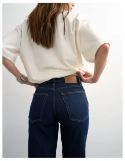 TOPSHOP Runway Cropped Denim Jeans in Indigo
