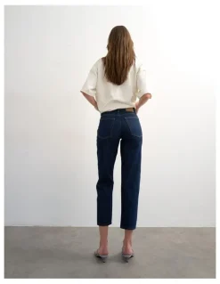 TOPSHOP Runway Cropped Denim Jeans in Indigo