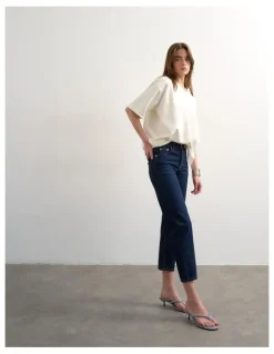 TOPSHOP Runway Cropped Denim Jeans in Indigo