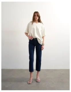 TOPSHOP Runway Cropped Denim Jeans in Indigo
