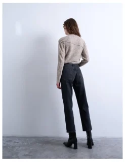 TOPSHOP Runway Cropped Jeans in Black