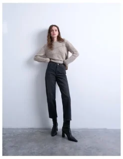 TOPSHOP Runway Cropped Jeans in Black