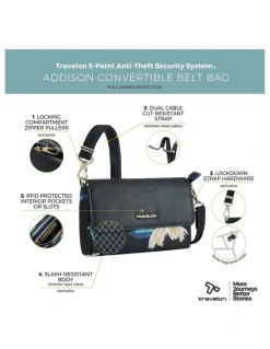 Travelon Addison Anti-Theft Covertible Belt Bag in Midnight Floral