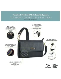 Travelon Addison Anti-Theft Covertible Belt Bag in Black