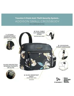 Travelon Addison Anti-Theft Small Crossbody Bag in Midnight Floral