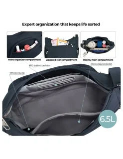 Travelon Classic Anti-Theft Crossbody Bucket Bag in Midnight
