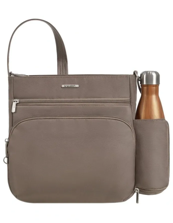 Travelon Classic Anti-Theft North/South Crossbody Bag in Hazelnut