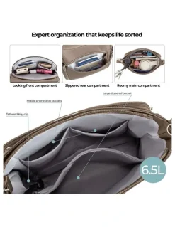 Travelon Classic Anti-Theft North/South Crossbody Bag in Hazelnut
