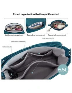 Travelon Classic Anti-Theft North/South Crossbody Bag in Teal