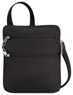 Travelon Classic Anti-Theft Slim Double Zip Crossbody Bag in Black