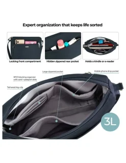 Travelon Classic Anti-Theft Small East/West Crossbody Bag in Midnight