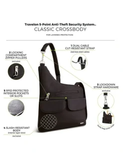 Travelon Classic Anti-Theft Crossbody Bag in Black