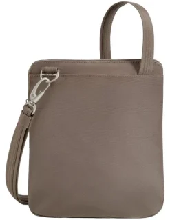 Travelon Classic Anti-Theft Slim Double Zip Crossbody Bag in Hazelnut