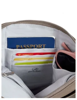 Travelon Classic Anti-Theft Slim Double Zip Crossbody Bag in Hazelnut