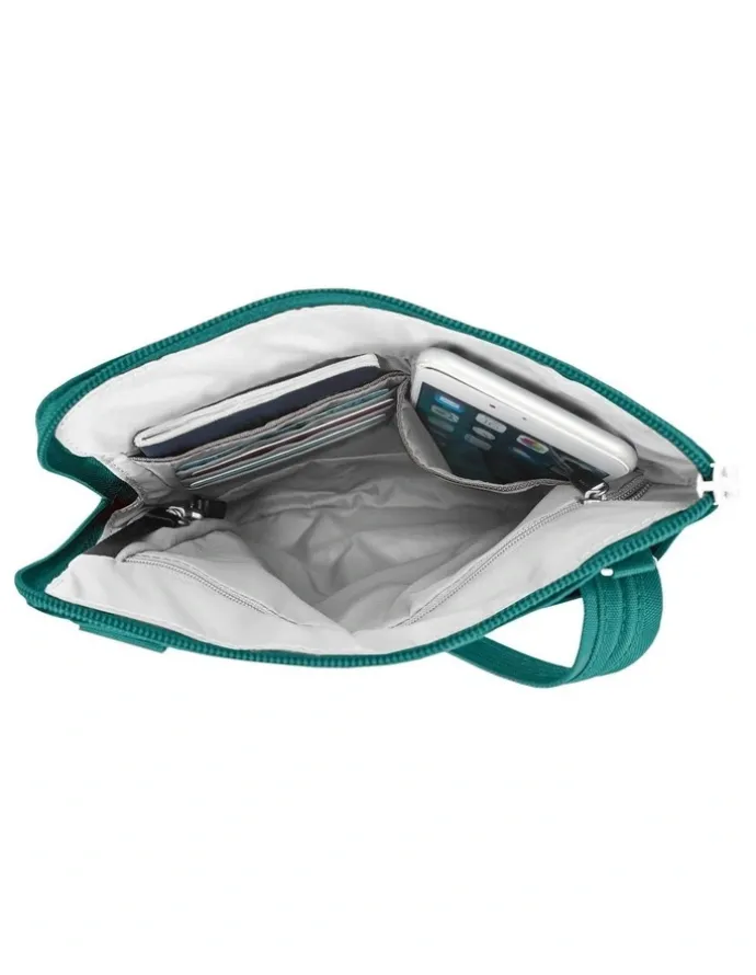 Travelon Classic Anti-Theft Slim Double Zip Crossbody Bag in Spruce
