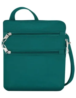 Travelon Classic Anti-Theft Slim Double Zip Crossbody Bag in Spruce