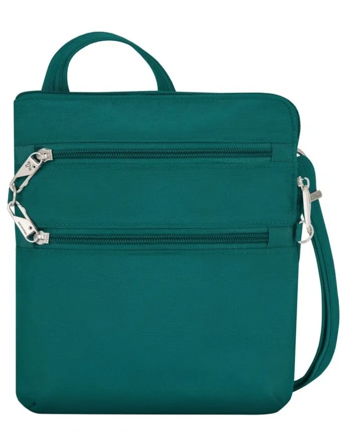 Travelon Classic Anti-Theft Slim Double Zip Crossbody Bag in Spruce