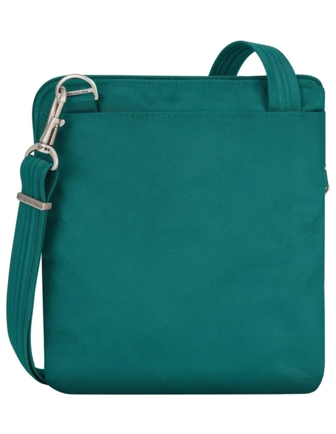 Travelon Classic Anti-Theft Slim Double Zip Crossbody Bag in Spruce