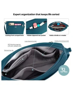 Travelon Classic Anti-Theft Small East/West Crossbody Bag in Teal