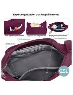 Travelon Classic Anti-Theft Crossbody Bucket Bag in Burgundy