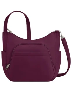 Travelon Classic Anti-Theft Crossbody Bucket Bag in Burgundy